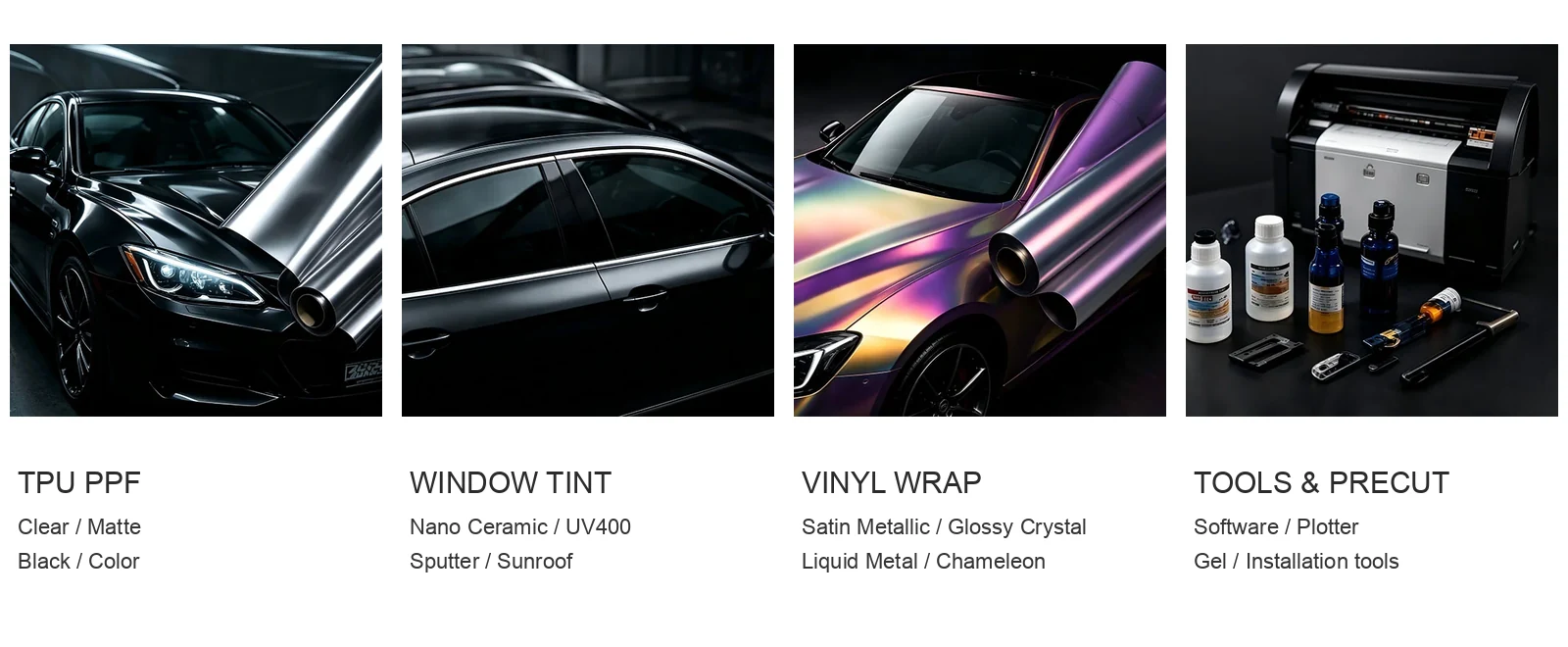 Techlon TPU PPF, window tint, vinyl wrap and installation tools collection